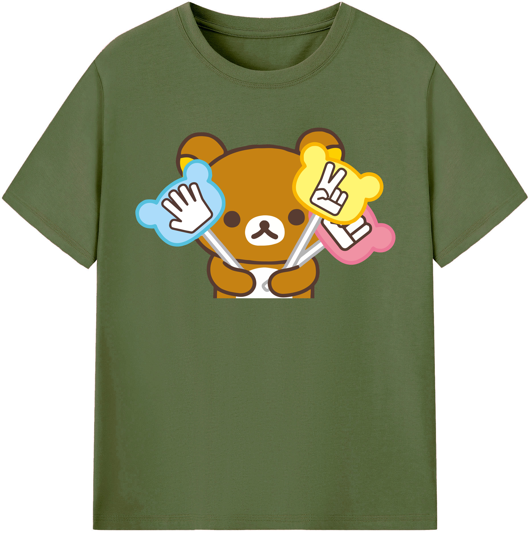 （画像用） リラックマ リラックマ キイロイトリ Rilakkuma Korilakkuma Kiiroitori 綿100％半袖Tシャツ（フロントプリント）